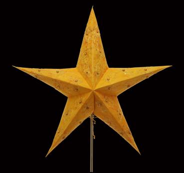 Preview: Leela Zari Batik orange - Faltbarer Leuchtstern, Weihnachtsstern aus Papier mit 5 Zacken, 60 cm